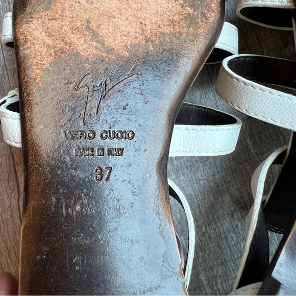 Giuseppe Zanotti Gladiator White Leather Flats Made Italy 37 - Picture 9 of 9